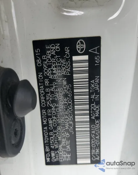 2016 Scio Tc z USA, uszkodzony, nr VIN JTKJF5C70GJ016575